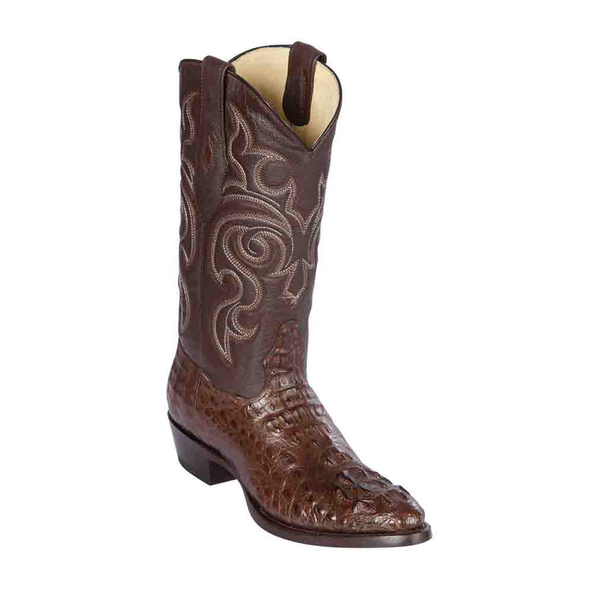 Los Altos Men's Brown Caiman Hornback Round Toe Boots