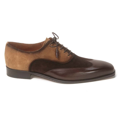 Men Brown and Cognac Suede Wing Tip Oxford By Mezlan Made In Spain Brand 2   - from alligatorwarehouse.com