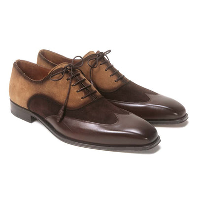 Men Brown and Cognac Suede Wing Tip Oxford By Mezlan Made In Spain Brand 1   - from alligatorwarehouse.com