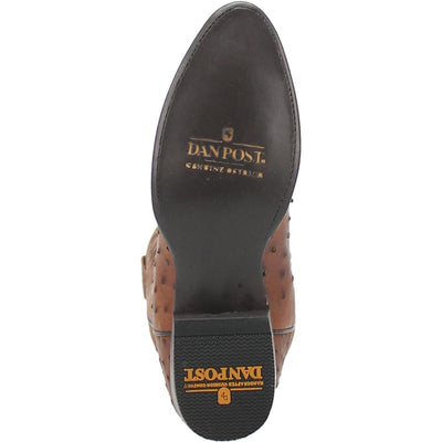 Dan Post Men’s Saddle Brown and Chocolate Tempe Full Quill Ostrich 12” Round Toe Leather Boot 3 DP2323_7_D  - from alligatorwarehouse.com
