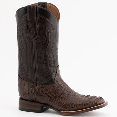Ferinni Boot - Mens Dress Cowboy Boot  - Ferrini Men's Dakota Hornback Caiman Boots - Square Toe Handcrafted Brown 1 10493-09-080-D  - from alligatorwarehouse.com