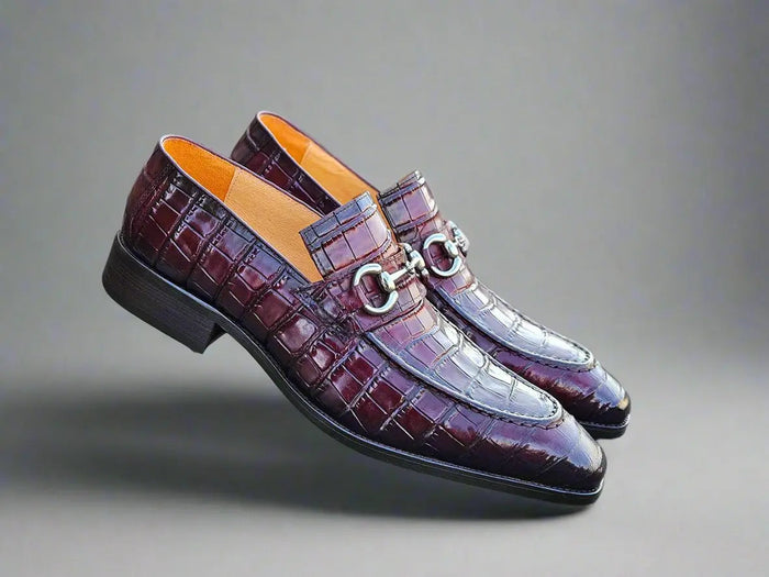 Carrucci Buckle Loafer w Gator Embossed Leather