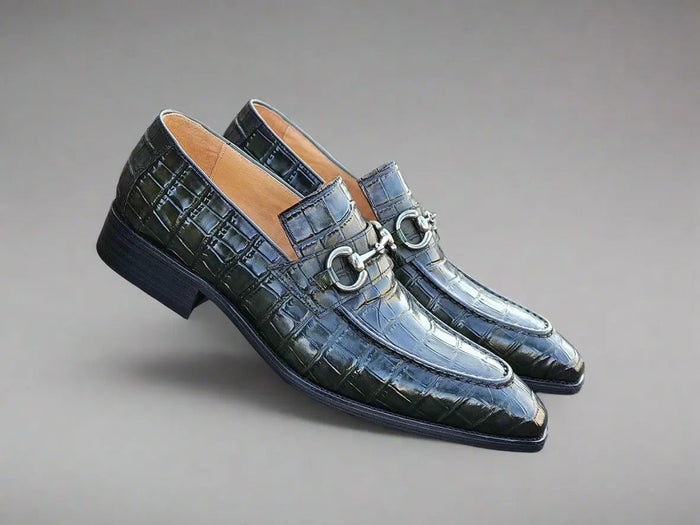 Carrucci Buckle Loafer w Gator Embossed Leather