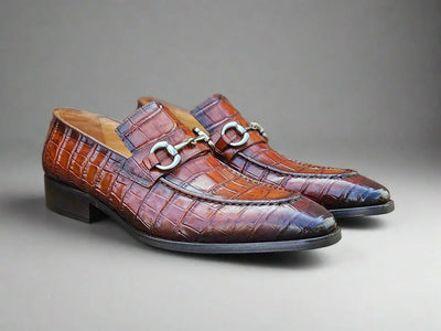 Buckle Loafer w Gator Embossed Leather 7 KS503-61EPURPLE75  - from alligatorwarehouse.com