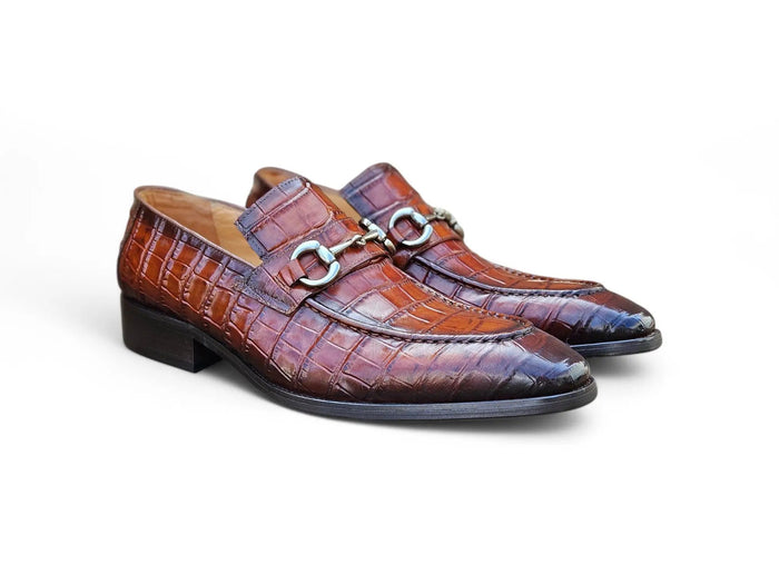 Carrucci Buckle Loafer w Gator Embossed Leather