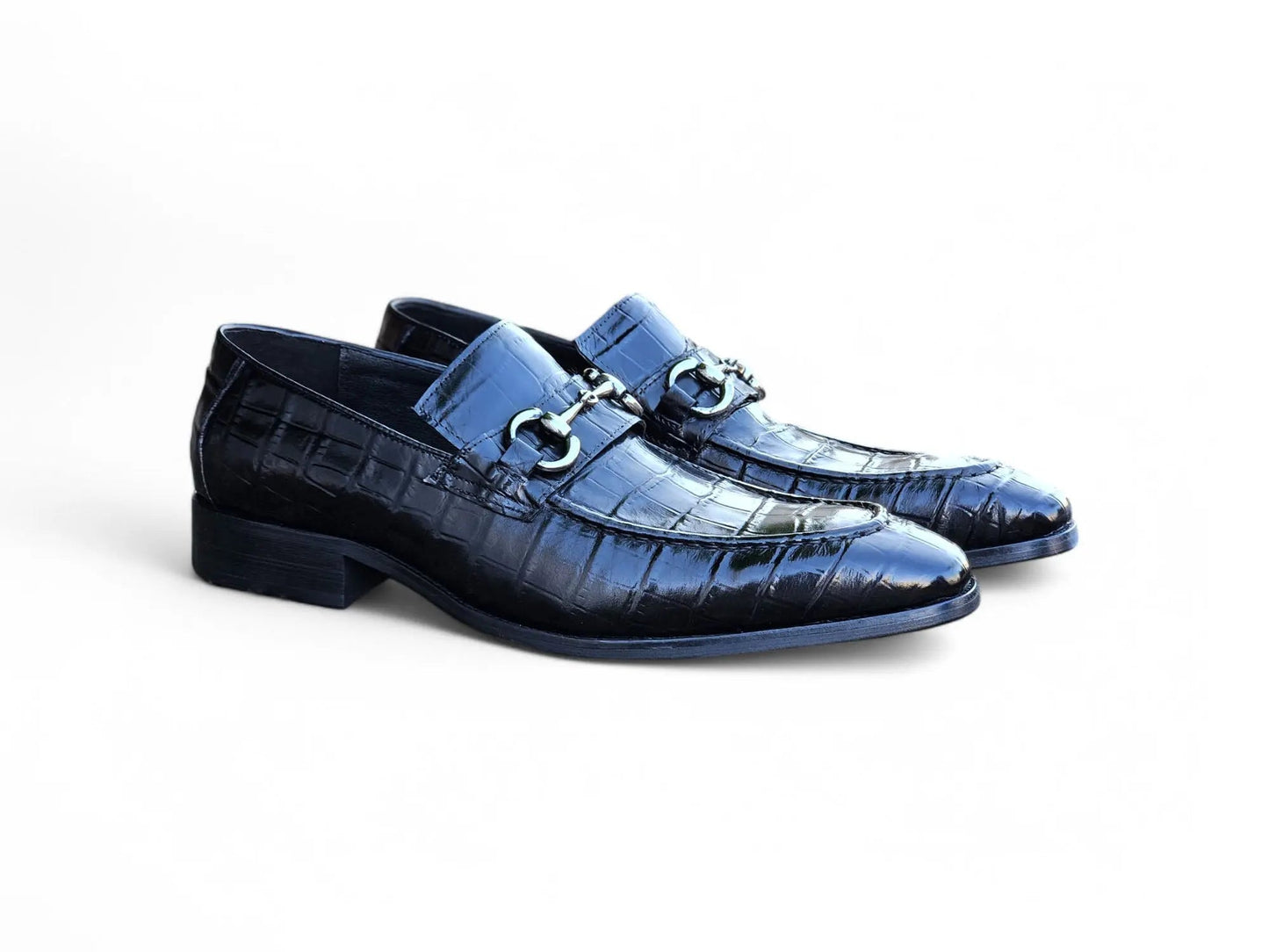 Carrucci Buckle Loafer w Gator Embossed Leather