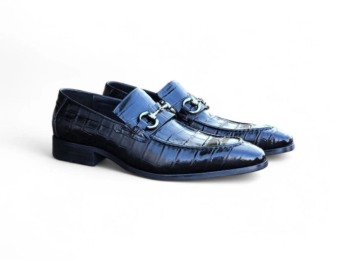 Carrucci Buckle Loafer w Gator Embossed Leather