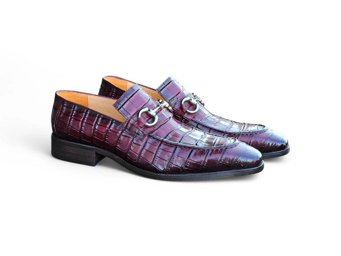 Carrucci Buckle Loafer w Gator Embossed Leather