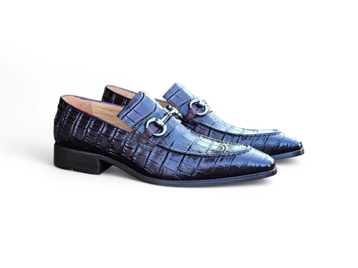 Carrucci Buckle Loafer w Gator Embossed Leather