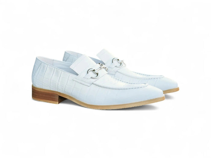 Carrucci Buckle Loafer w Gator Embossed Leather