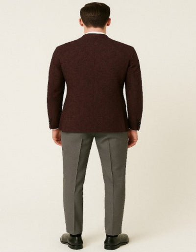 Mens Burgundy Paisley Tuxedo Blazer – Slim Fit Formal Dinner Jacket - Velvet Fabric - Slim Fitted 4   - from alligatorwarehouse.com