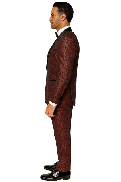 Mens Burgundy Shiny Stripe Tuxedo Jacket – Slim Fit Satin Lapel Dinner Blazer for Formal Events 2   - from alligatorwarehouse.com