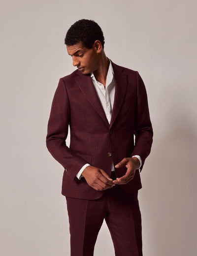 Mens Linen Suit For Beach Wedding - Summer Suit in Burgundy 2 V6-5271  - from alligatorwarehouse.com