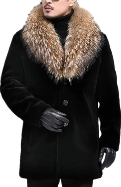 Men Long Faux Fur Coat Brown 1   - from alligatorwarehouse.com