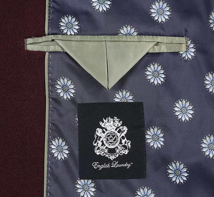 Burgundy Fall/Winter Essential Slim Fit Overcoat Wool Blend