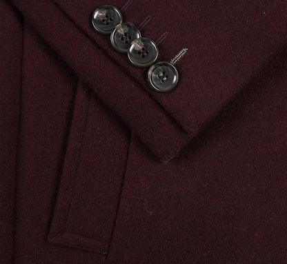 Burgundy Fall/Winter Essential Slim Fit Overcoat Wool Blend