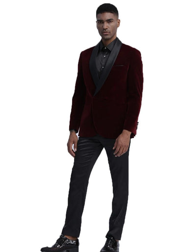 Mens Playboy Burgundy Smoking Jacket 1   - from alligatorwarehouse.com
