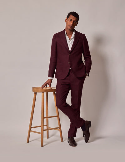 Mens Linen Suit For Beach Wedding - Summer Suit in Burgundy 1 V6-5271  - from alligatorwarehouse.com