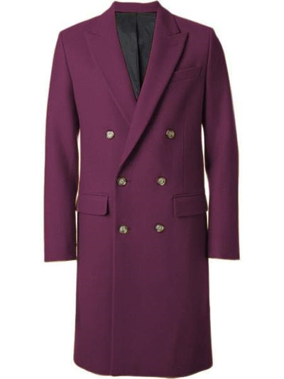 Men's Burgundy 44Inch Long Double Breasted Overcoat Winter Men's Topcoat Sale 1   - from alligatorwarehouse.com