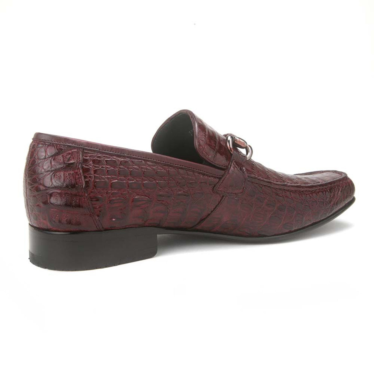 Los Altos Metal Bit Burgundy Crocodile Loafers