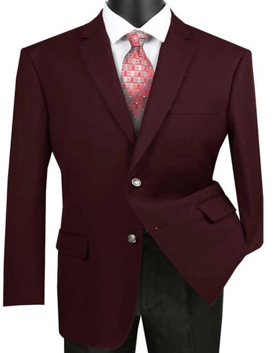 Mens Classic Fit Two Button Dress Blazer Burgundy Sport Jacket 1   - from alligatorwarehouse.com