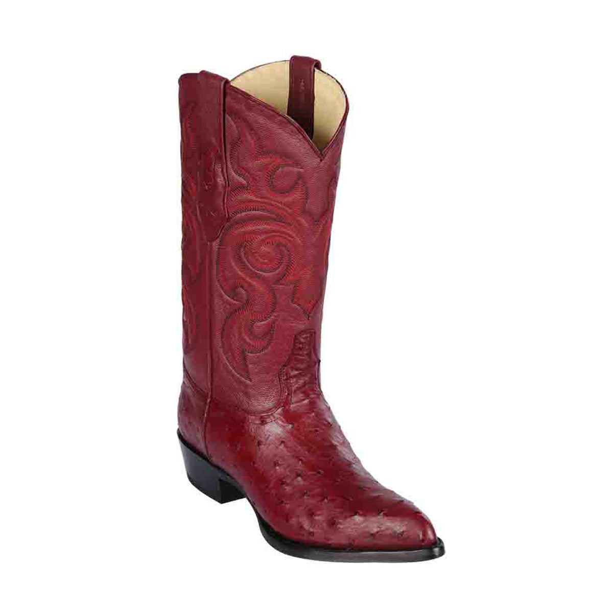 Los Altos Men's Burgundy Genuine Full Quill Ostrich Boots