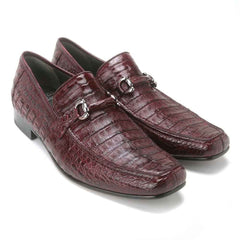 Los Altos Metal Bit Burgundy Crocodile Loafers