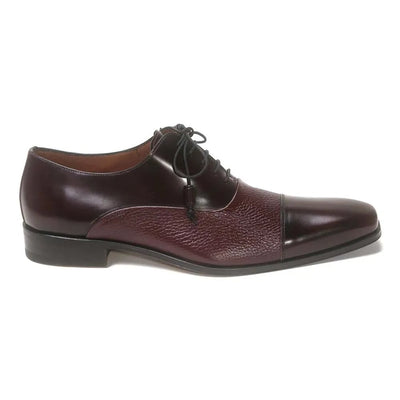 Mezlan Men Burgundy Deer Skin Cap Toe Oxford Shoes 2   - from alligatorwarehouse.com