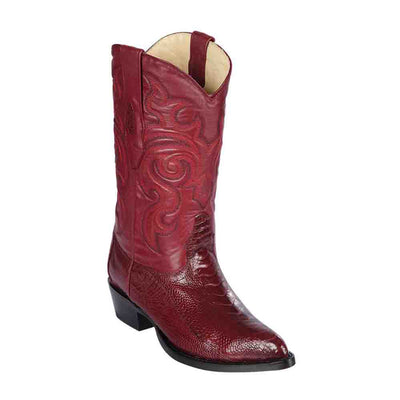 Los Altos Men's Burgundy Ostrich Leg Boots 1   - from alligatorwarehouse.com
