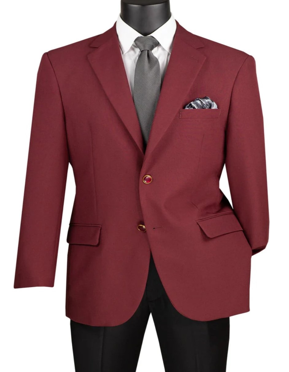 Mens Classic Fit Rayon Fabric Club Burgundy Sport Coat Blazer
