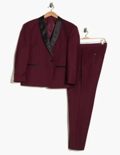 Burgundy Tuxedo - Maroon Burgundy Color - Shawl Collar Tuxedo Vested Suit - Burgundy Wedding Prom Suit 4   - from alligatorwarehouse.com
