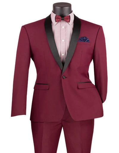 Mens Burgundy Prom Tuxedo - Maroon Wedding Dinner Front Pocket Suit 1   - from alligatorwarehouse.com