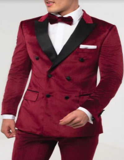 Burgundy Tuxedo - Maroon Burgundy Color - Mens Burgundy Velvet Tuxedo - Slim Fit Velvet Suits Double Breasted Tuxedo Suits - Slim Fit 1   - from alligatorwarehouse.com