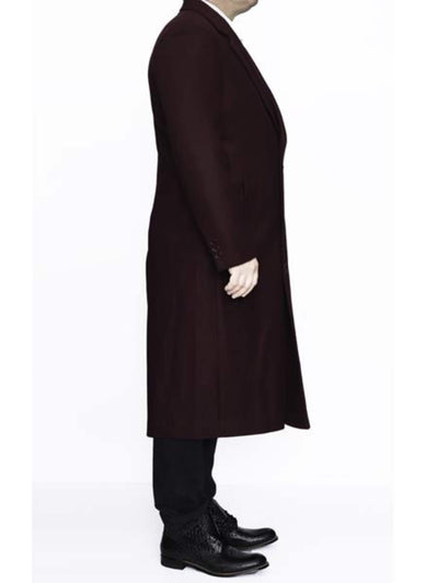 3 Button Ankle length Wool Dress Top Coat/Overcoat In Burgundy 2   - from alligatorwarehouse.com