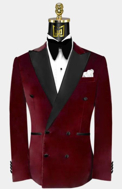 Double Breasted Tuxedo - Velvet Tuxedo Dinner Jacket In Black - Navy - Emerald Green - Burgundy 2   - from alligatorwarehouse.com