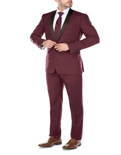 Mens Burgundy Prom Tuxedo - Maroon Wedding Dinner Traditional Suit 2   - from alligatorwarehouse.com