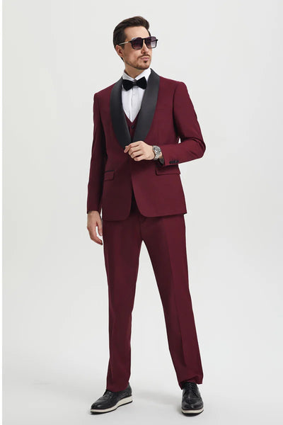 Mens Burgundy Prom Tuxedo - Maroon Wedding Dinner Designer Suit 7   - from alligatorwarehouse.com