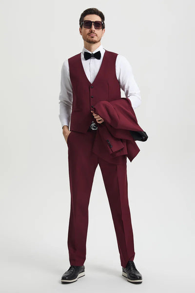 Mens Burgundy Prom Tuxedo - Maroon Wedding Dinner Designer Suit 5   - from alligatorwarehouse.com