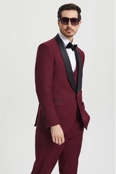 Mens Burgundy Prom Tuxedo - Maroon Wedding Dinner Designer Suit 6   - from alligatorwarehouse.com