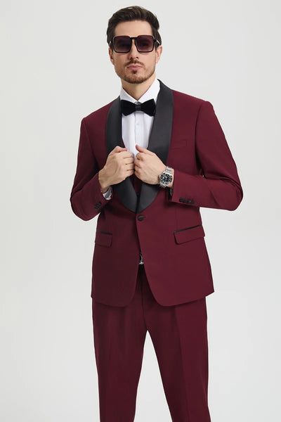 Mens Burgundy Prom Tuxedo - Maroon Wedding Dinner Designer Suit 4   - from alligatorwarehouse.com