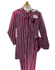 Burgundy and White Pinstripe Zoot Suit - Gangster 1920s Pinstripe Suit - Mens  Fashion Suit