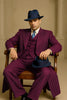Mens Burgundy Pinstripe Suit – Classic Long Coat Style with White Stripes 3   - from alligatorwarehouse.com