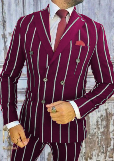 Burgundy Pinstripe Suit - Mens 1920s Gangster Pinstripe Suit - Lapel Chalk Pinstripe 3   - from alligatorwarehouse.com