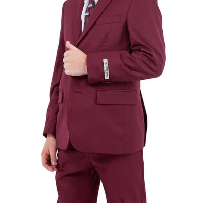 Exclusive Stacy Adams 5pc Boys Suit Solid Slim Fit, Burgundy 3 51-7238  - from alligatorwarehouse.com