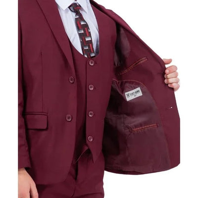 Exclusive Stacy Adams 5pc Boys Suit Solid Slim Fit, Burgundy 4 51-7238  - from alligatorwarehouse.com