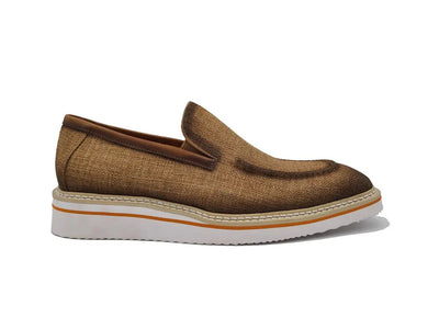 Burninshed Linen Loafer 1 KS550-10FBROWN75  - from alligatorwarehouse.com