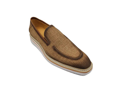 Burninshed Linen Loafer 2 KS550-10FBROWN75  - from alligatorwarehouse.com