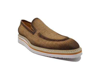 Burninshed Linen Loafer 3 KS550-10FBROWN75  - from alligatorwarehouse.com