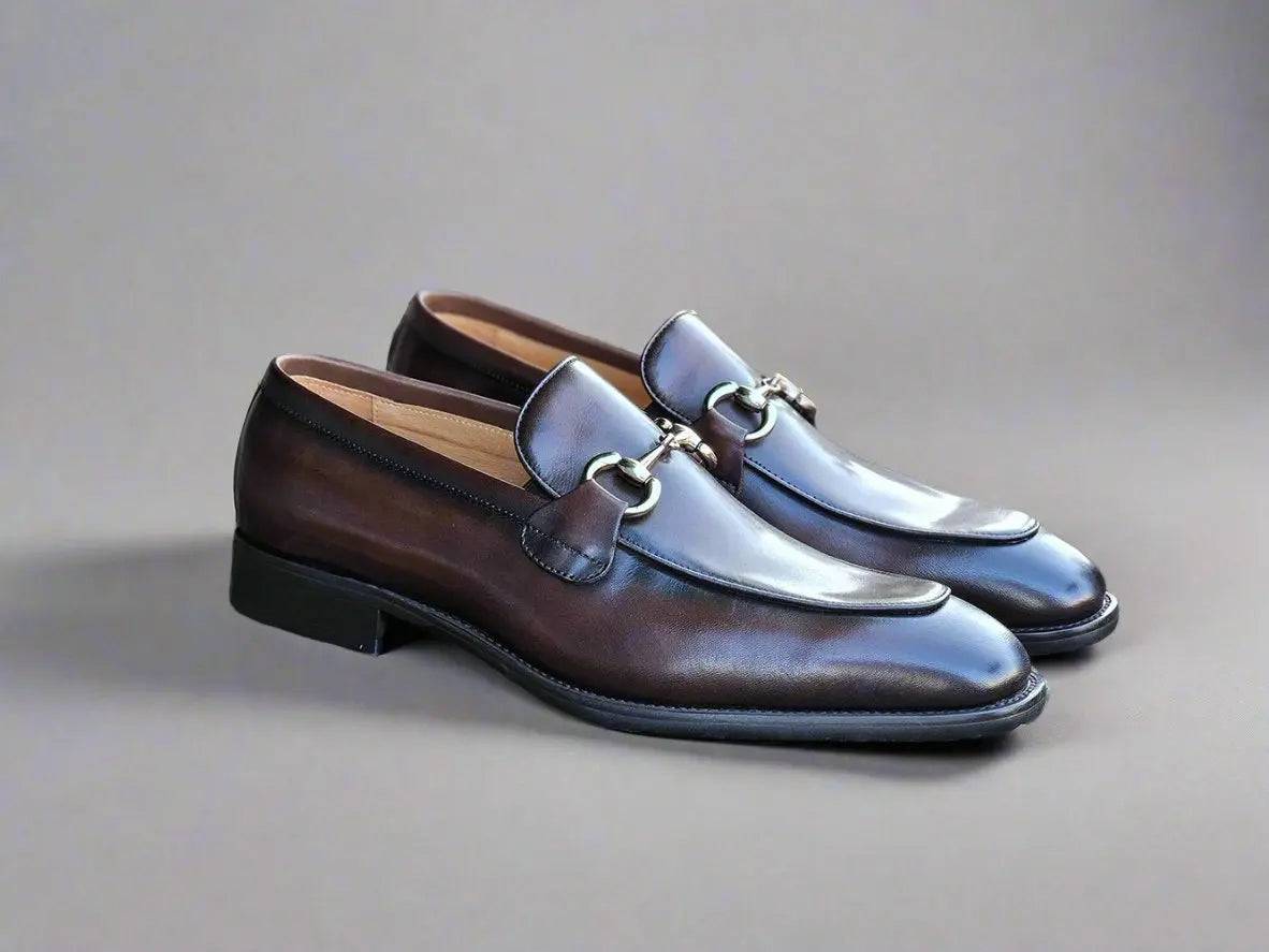 Burnished Calfskin Horsebit Loafer Carrucci