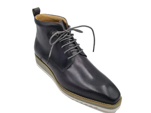 Carrucci Burnished Calfskin Lace-Up Boots - Rich Leather Elegance